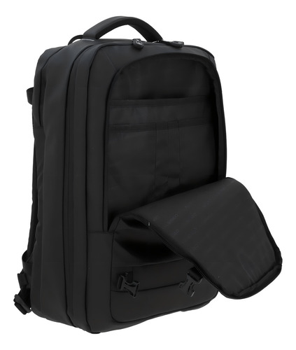 Mochila Grande Chenson Pro Rambo Color Negro Porta Laptop Diseño De La Tela Lisa