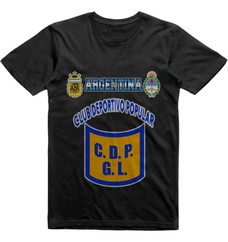 Remera Algodon Negra Club Deportivo Popular Gral Lavalle