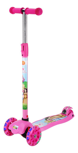 Patinete Princesas Infantil 3 Rodas Com Luz Led Cor Rosa