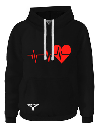Hoodie Buzo Buso Medicina Médicos Corazón Electrocardiograma
