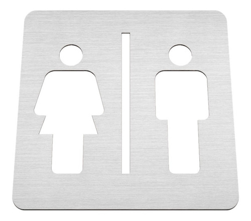 Imagen 1 de 6 de Señal Baño Hombre Mujer 120x120 Mm Cartel Acero Inoxidable