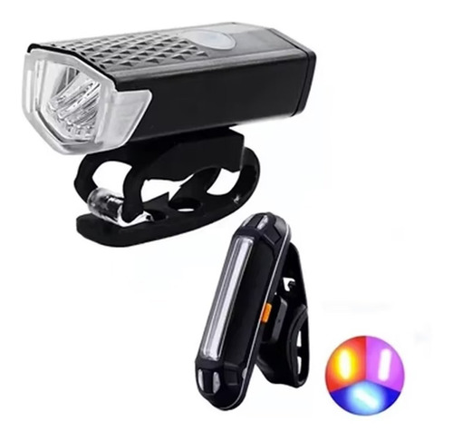 Pack Luz Bicicleta Led Delantera Recargable + Luz Trasera 