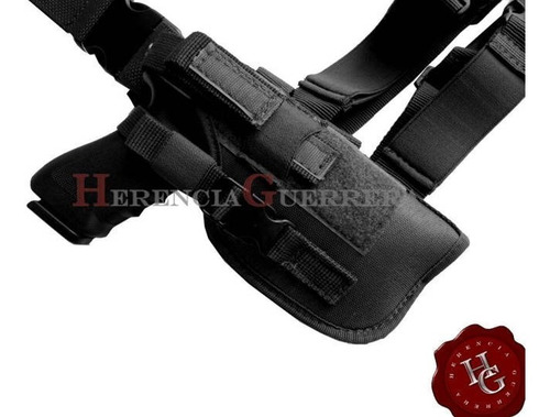 Imagen 3 de 7 de Muslera Pistolera Haiti Coihue Táctica Universal Negra M223