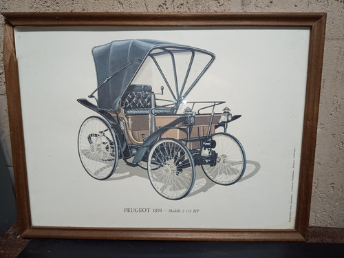 Poster Antigo - Peugeot 1894 Modelo 2 1/2 Hp 