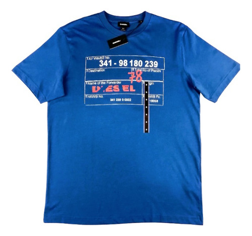 Polera Hombre Diesel T-just-w2 T-shirt Azul Talla S