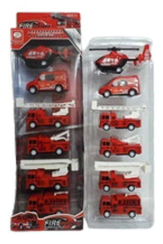 Carritos Vehiculos De Bomberos De Friccion Pack De 6 Unidad.