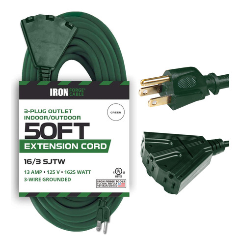 Cable De Extensin Para Exteriores De 50 Pies Con 3 Tomas De