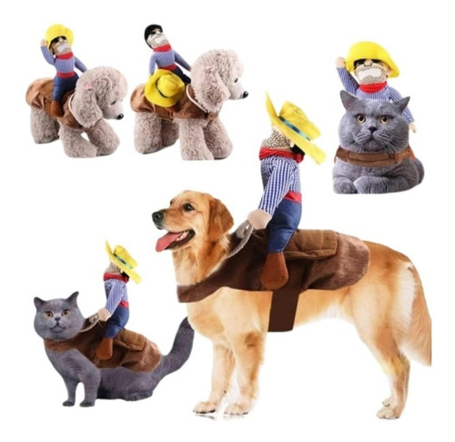 Imagen 3 de 10 de Disfraz Para Perros Y Gatos Con Jinete De Vaquero Dif Tallas