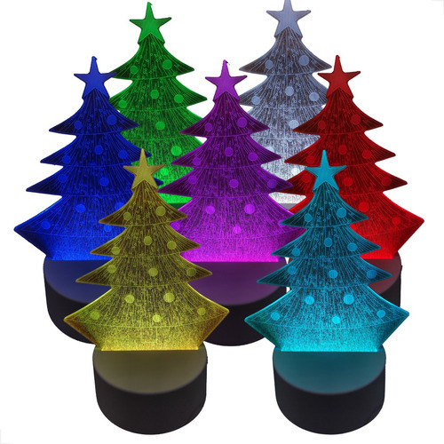 Abajur Led De Natal Decorativo 3d Rgb Arvore 4w Colorido Usb Cor da estrutura Branco