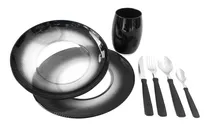 Comprar Juego De Vajilla Completo Vasos Y Cubiertos Tramontina Negro