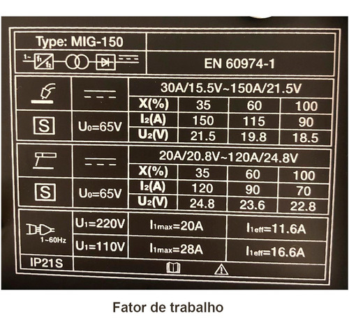 Imagem 9 de 9 de Maquina Solda Multiprocesso 150 Bivolt + 2 Esquadro 12kgs