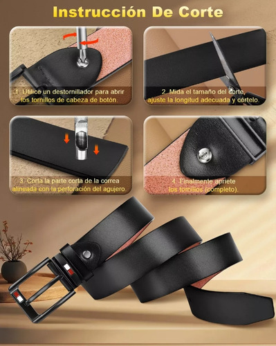 Cinturón De Piel Hombre Accesorios Excelente Calidad Negro Talla 125