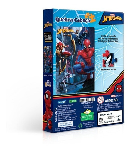 Imagem 3 de 3 de Quebra Cabeça Marvel 150 Peças Homem Aranha - Toyster 8014