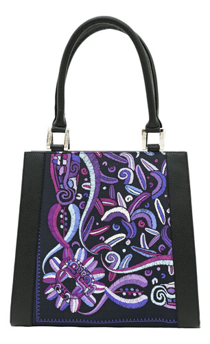Bolsa Yaab Pineda Covalin Diseño Quetzalcóatl Uva/fucsia Seda