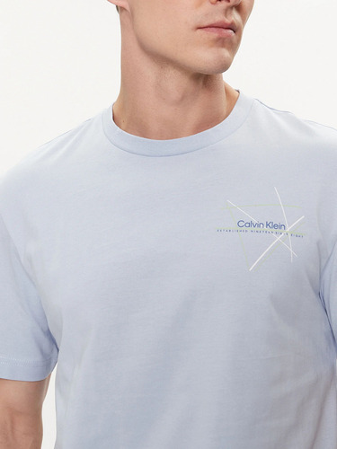 Polera Linear Chest Graphic Azul Calvin Klein