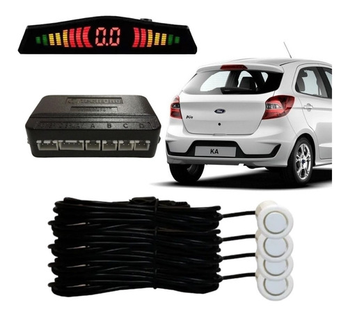 Sensor Estacionamento Branco Re Display Led Sonoro Ford Ka