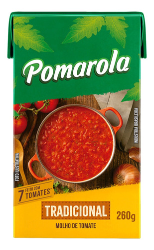 Molho de Tomate Tradicional Pomarola sem glúten em caixa 260 g