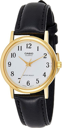 Reloj Casio Mtp1095 7b Unisex Correa Negra Piel Full