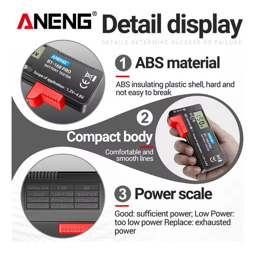 Probador De Baterías De Litio Digital Lcd Aneng Bt-168 Pro