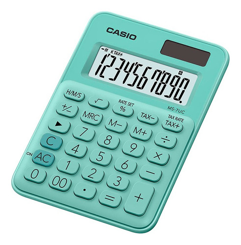 Calculadora de escritorio Casio MS7-UC Mini de 10 dígitos, color azul