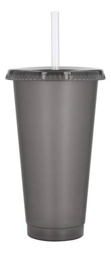 10 Vasos Reusables Con Tapa Y Popote 24oz/ 700ml (10 Piezas) Color Negro