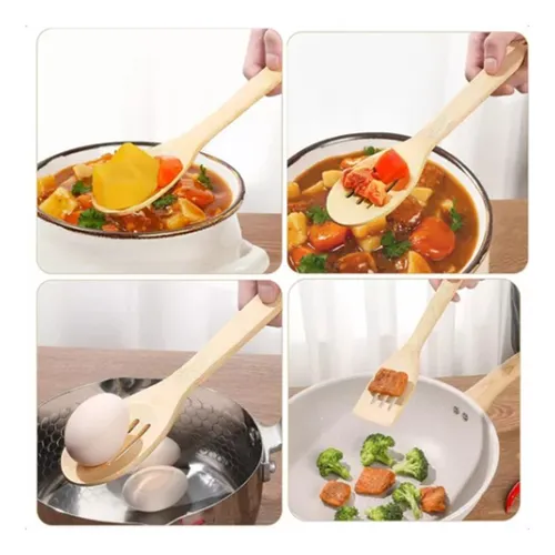 Espatula Ranurada Para Cocina De Bambú 50cm