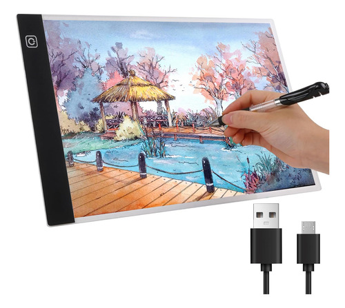 Mesa De Luz De Dibujo A4 Led 3 Modos Iluminación Puerto Usb