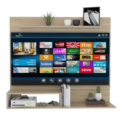 Panel de Tv Ascher, Capacidad Para TV de Hasta 55", Color Beige y Blanco