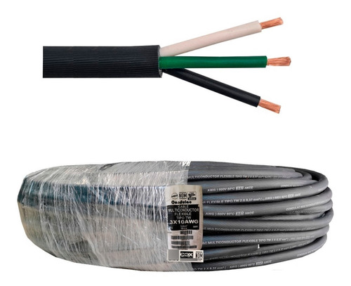 Cable Uso Rudo 3 X 10 Cobre X 60 Metros