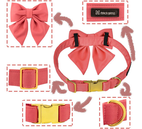 Maca Bates - Collar De Perro Con Pajarita Para Perros, 12 Co