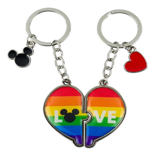 Chaveiro Orelhas Mickey Mouse Rainbow Disney 4.5 Cm