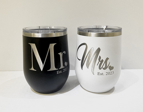 Vaso Vino Aislado 12 Oz  Mr Mrs Est 2023  Regalo Boda Juego