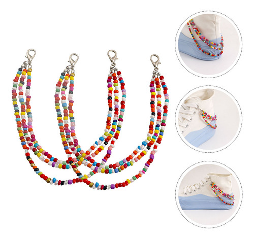 Par De Cadenas Para Zapatos Con Cuentas Multicapa, Accesorio