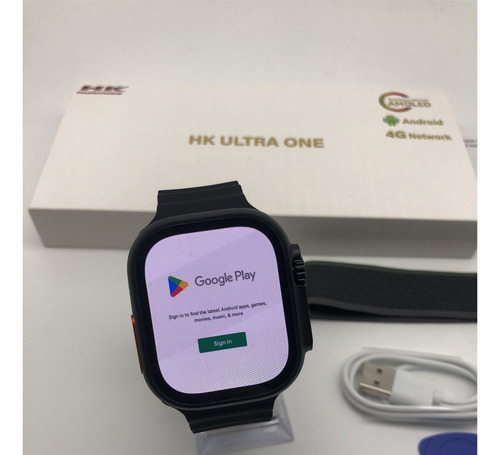 Smartwatch Hk Ultra One 4g 2gb-32gb Playstore/whatsapp/tikto Caixa Prateado Pulseira Branco/ Rajada Bisel Prateado Desenho Da Pulseira Ocean/nylon
