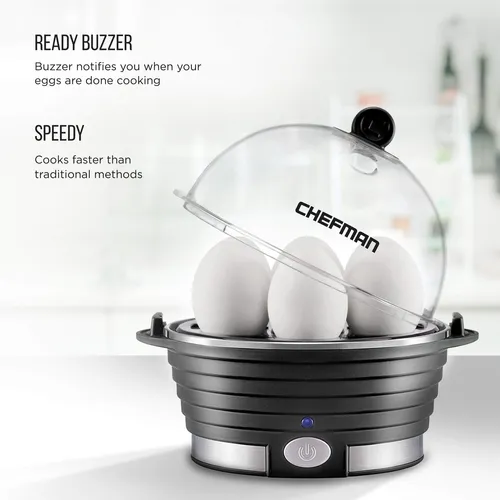 Cocedor De Huevos Chefman Rj24-v2, 6 Huevos, Negro