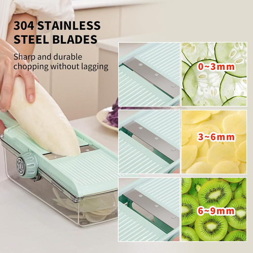 Cortador De Mandolina Ajustable Para Cocina Con Recipiente