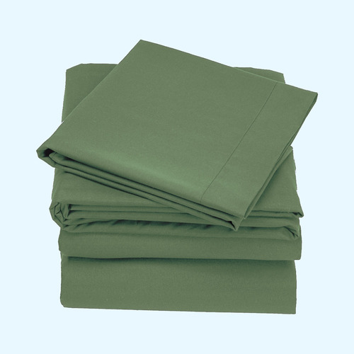 Juego Sábanas Suavitec Plus Poliéster King Size Concord Color Olivo Diseño De La Tela Liso