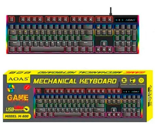 Teclado Gamer Mecanico Retroiluminado Aoas M600 64235 Shine Color del teclado Negro