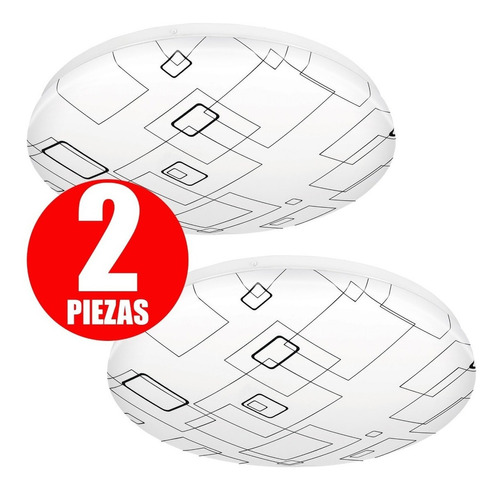 Plafón Led, Diseño Cuadros, 22w, 2 Piezas, Volteck C43179