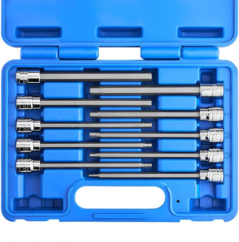 Juego Dados 3/8 Punta Allen Hexagonal Mm Extra Larga 10 Pzas