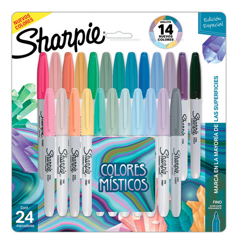 Set 24 Marcadores Sharpie Punta Fina Colores Místicos