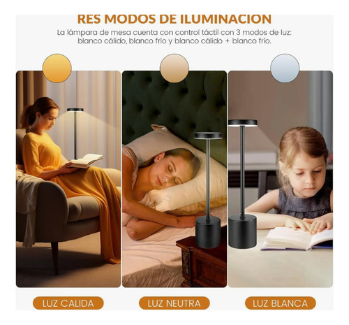 Lámpara De Mesa Recargable, Lámpara Inalámbrica Lampara Led