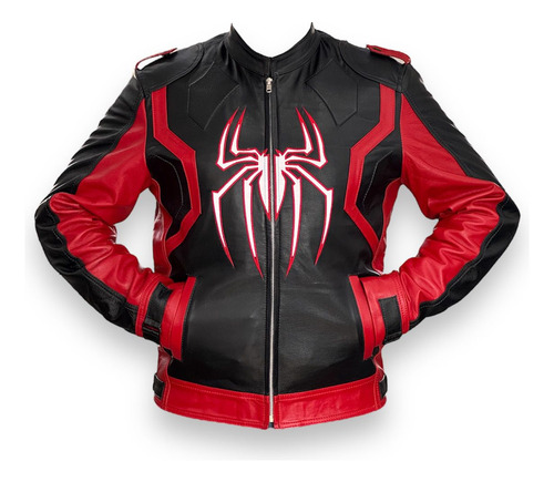 Chamarra Modelo Spiderman Negra, 100% Piel Origen Natural.