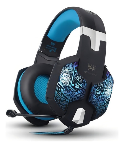 Headband Gamer G1000 Kotion Cada microfone omnidirecional, cor: azul, luz, multicolorido