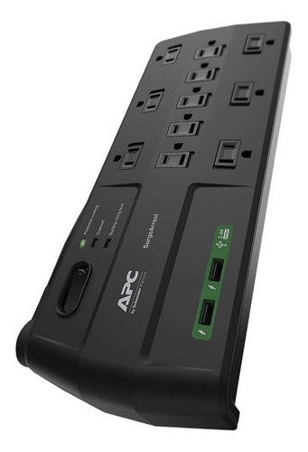 Barra Multicontactos Supresor De Picos 11 Salidas 2 Usb Apc