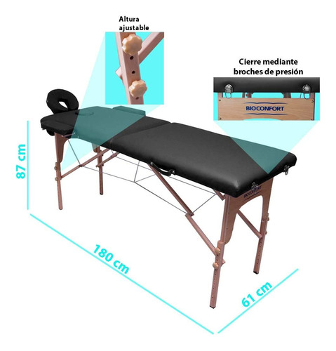 Cama De Masaje Plegable Reclinable 180x60cm Portátil Spa