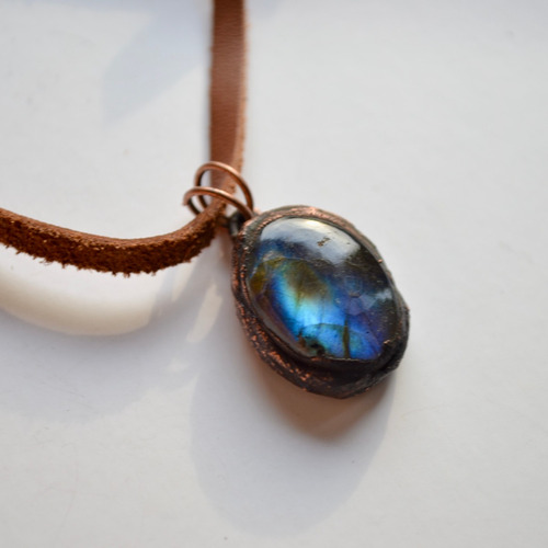 Imagen 5 de 9 de Collar Piedra Energetica Labradorita Azul, Meditacion Cod1
