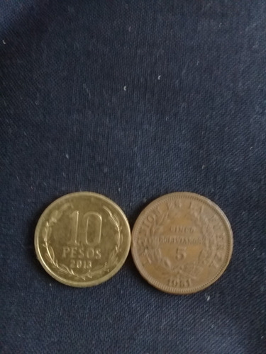 Moneda  Bolivia Cinco Bolivianos Cobre 1951 (p08)