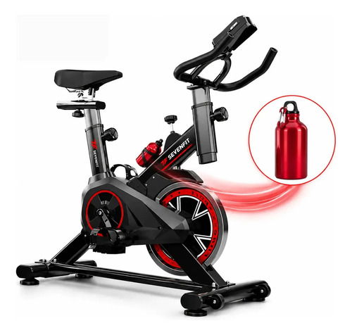 Bicicleta Ergométrica Fitness Para Cardio E Musculação Com Base Cor Preto E Vermelho Marca Sevenfit