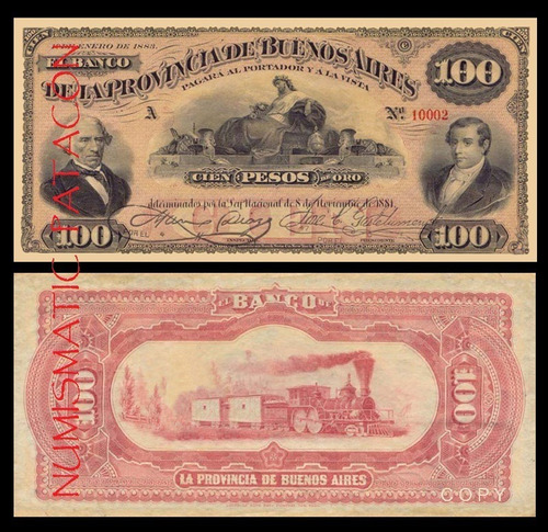 Billete 100 Pesos De Oro 1883 Buenos Aires - Copia 542